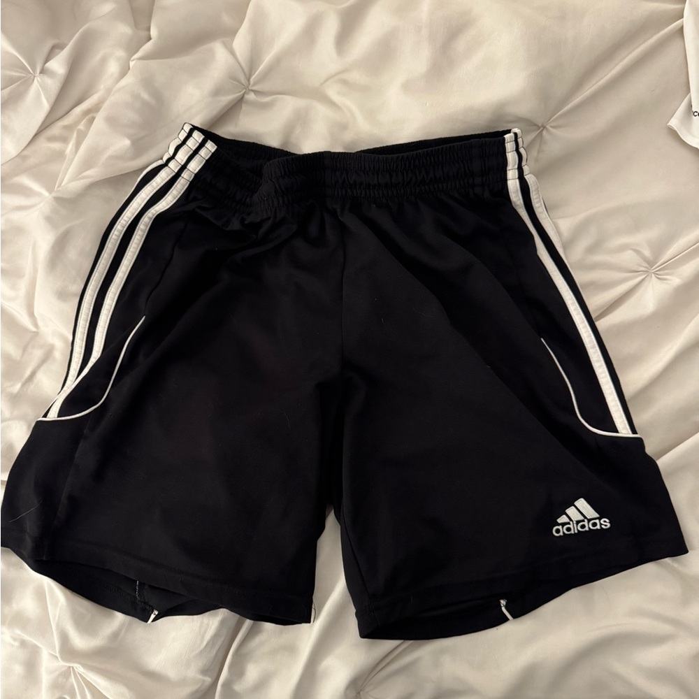 Adidas Black Shorts with White Stripes